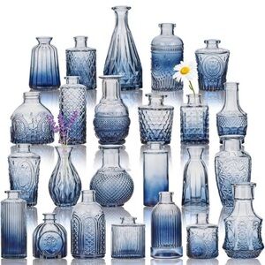 Set of Blue Glass Vases
